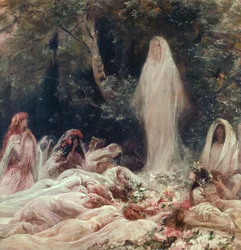Erscheinung, Illustration für ein literarisches Werk von Edmond Rostand (1868-1918)